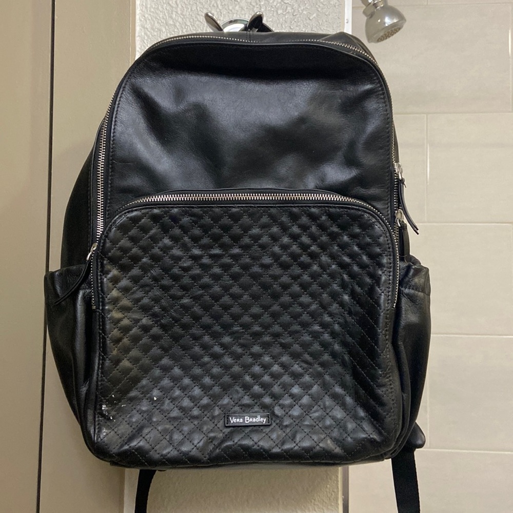 Vera Bradley Genuine Leather Black Backpack NWT